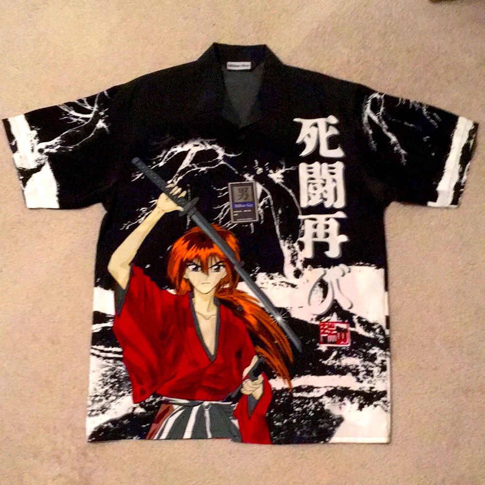 Rurouni Kenshin button-up collared shirt - RARE - BRAND NEW w/ tag